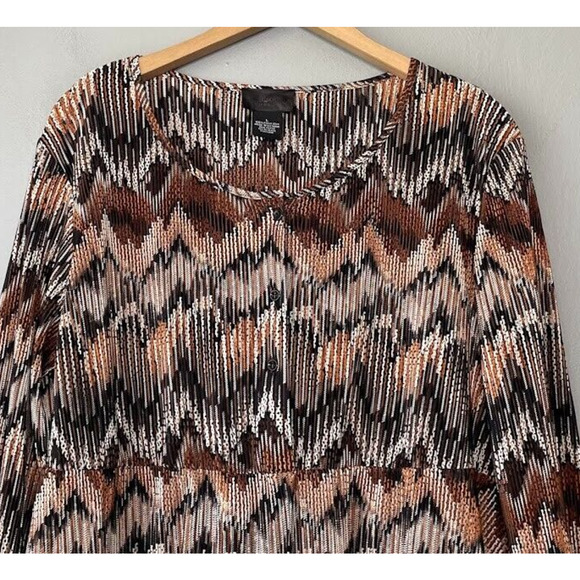 Pleated Tunic Top Size Large Goblincore Earthy Stretch Asymmetrical Retro Boho - Picture 1 of 8